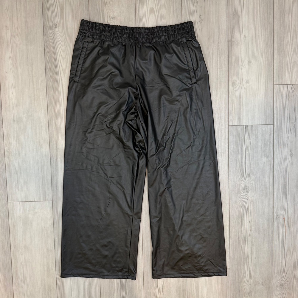 OFFLINE by Aerie Real Luxe Faux Leather Wide Leg Pants Black XL NWT 0752-2089